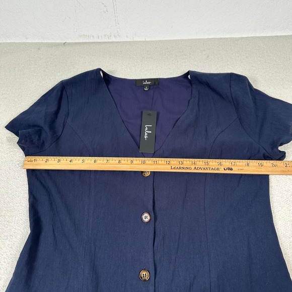 NWT Lulus Everyday Sweetness Mini Dress Large Button Front Pockets Navy Blue - Picture 6 of 11